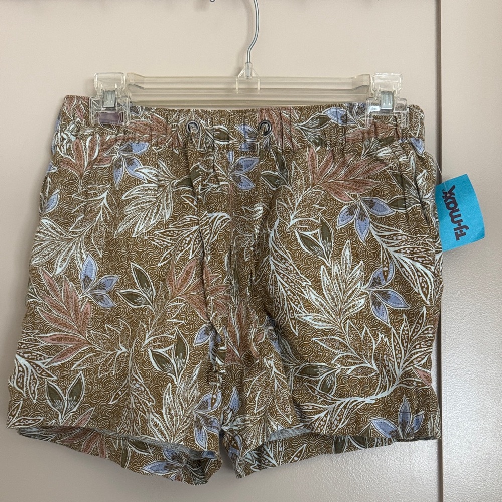 Cynthia Rowley Brown Leaf Print Women Shorts